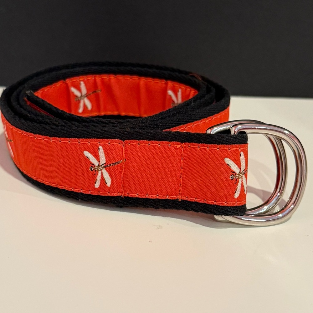Preston Red Dragonfly Design Belt with Silver Buckle Size Small
